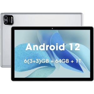 KALWS-Tablette Android 10 Pouces 3 Go Ram 64 Go Rom Android 12 Tablettes Processeur Octa-Core Écran 1280X800 Ips Tablette Avec Caméra 2+8Mp Wifi Bluetooth Batterie 6000Mah (Argent) - Neuf