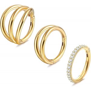 16g Piercing Nez Anneau Acier Chirurgical Pour Femme Homme Argent Or Cerceau Boucles D'oreilles Anneaux Tragus Oreille Helix Rook Daith Septum Cartilage L&egrave;vre Piercing Bijoux - Neuf