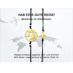 Eryi-2 Pcs Bracelets De Globe Du Monde Bracelet De Voyage Porte-Bonheur Avec Pendentif De Terre Et Avion Bracelet En Cordon Fait Main Avec Carte Cadeau Pour Femme Voyageur Amis Famille - Neuf