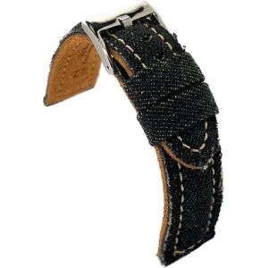 Kal-Bracelet Montre Denim Jean Matelassé U2013 Style Vintage Décontracté U2013 Doublure Cuir U2013 Noir Bleu Beige Vert U2013 Tailles 18mm 20mm 22mm 24mm 389 - Neuf