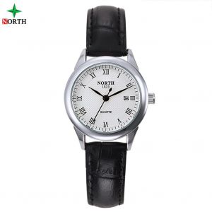 Montre-Bracelet Analogique A Quartz Pour Femme, Etanche Jusqu'a 30 M, Bracelet En Cuir, Ronde, Blanche - Neuf