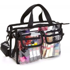 Trousse de maquillage transparente en EVA, sac de rangement portable pour maquillage de voyage pour femmes et filles, trousse de toilette étanche, sac à bandoulière pour voyage à la plage - Neuf