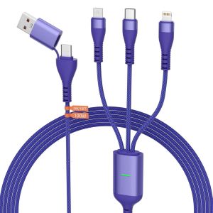 lbgwp60-100W Câble Chargeur Usb C Multi, 3M Cable Usb A + C Vers Lighning/ Type C/ Micro Usb, Usb C Avec Données Pour Iphone 15 14 13 12 11 8 Ordinateur Portable Ipad Tablette Téléphone Android, Cert - Neuf