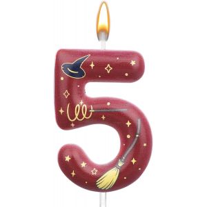Chenquansarl-Bougie D'anniversaire Magique Magicien, Bougie Anniversaire Num&eacute;ro D&eacute;coration De G&acirc;teau Fournitures De F&ecirc;te Magicien Magique Pour Gar&ccedil;ons Filles Cadeaux F&ecirc;te (5) - Neuf