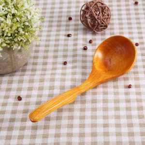 Hjlian Cuillere A Manche En Bois Naturel, Ustensile De Cuisine Avec Crochet (Couleur Bois Clair) - Neuf
