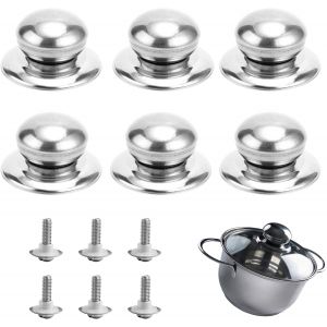 Pack De 6 Pot En Acier Inoxydable Couvercle Poignées, Universelle De Remplacement Des Boutons, Des Boutons De Couvercle, Une Casserole De Remplacement Des Boutons, Adapté À La Plupart Des Couvercles. - Neuf