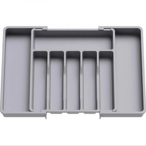 Tiroir à couverts extensible, plateau à couverts, tiroir de rangement réglable, support de rangement compact en plastique pour cuillères et fourchettes - Neuf