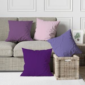 Trahoo-Couleur Unie Housses De Coussin En Lin Pour Canapé Dégradé Violet Coussin Pour Le Lit Manoir Lavande Couleur Fait Main Carré Housses De Coussin Avec Fermeture Éclair Invisible 45x45cm Lot De 4 - Neuf