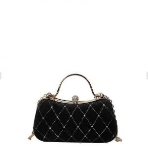 Velours noir Sac pochette pour les Femmes - Bandouli&egrave;re &Eacute;l&eacute;gant de Soir&eacute;e Sac &agrave; main avec un Design Luxueux et Chic - Neuf