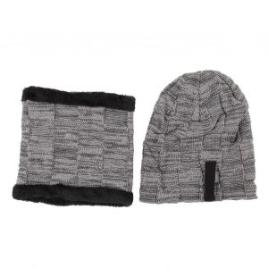 Ensemble Bonnet Et &Eacute;charpe Pour Homme, Chaud, Coupe-Vent, Extensible, Doubl&eacute; Polaire &Eacute;paisse, Pour L'hiver, L'&eacute;quitation, La Randonn&eacute;e, Le Ski, Gris - Neuf