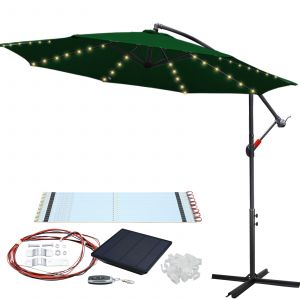 Parasol - Parasol Jardin, Parasol Deport&eacute;, Parasol De Balcon Avec &Eacute;clairage Led,Vert,3.5m - Neuf