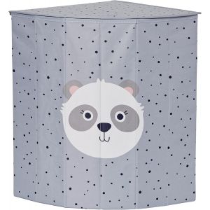 MEVRONISSHOP-LOVE IT STORE IT - Panier &agrave; linge pliable avec couvercle - Collection Happy Kids - 46L - Panda bleu/gris - 35x35x50cm - Neuf