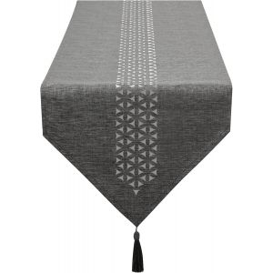 Eryi-Chemin De Table Moderne Gris 40 X 140 Cm En Lin, Chemin De Table Design Creux, Uni, Élégant, Facile D'entretien, Chemin De Table Pour Table À Manger, Table Basse, Restaurant, Décoration - Neuf