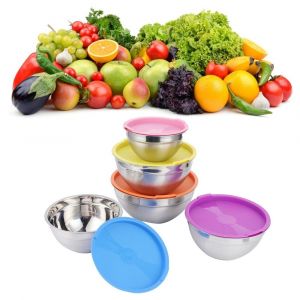 5pcs / Set Bol À Mélanger En Acier Inoxydable Boîte De Conservation Des - Neuf