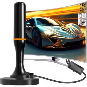 Cable Antenne Tv Int&eacute;rieur,Antenne Tv Int&eacute;rieur Puissante Tnt Hd, 2025 Haut Puissante Antenne Int&eacute;rieur Avec Base Magn&eacute;tique,Compatible Avec Portable Soutien 4K 1080P - Neuf
