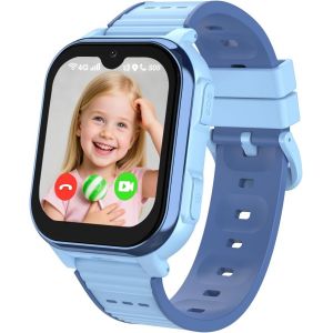 Montre Connect&eacute;e Enfant 4g Pour Fille Gar&ccedil;on Montre Intelligente Avec Gps Wifi Appel Vid&eacute;o Chat Familial Sos Cam&eacute;ra &Eacute;tanche Mode Classe, Smartwatch T&eacute;l&eacute;phone Enfants Cadeau Pour 4-12 Ans (Bl[Z142] - Neuf