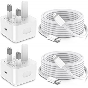 JGD-Chargeur iPhone &agrave; charge rapide, lot de 2 unit&eacute;s USB C et 2 M USBC pour c&acirc;ble Lightning Apple Charge rapide de t&eacute;l&eacute;phone pour iPhone 14, 13, 12, 11 Pro Max XR X SE 8Plus - Neuf