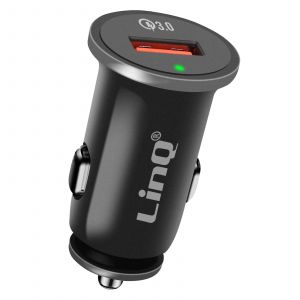 Chargeur Allume-Cigare Voiture Charge Rapide 3A Quick Charge 3.0 LinQ Noir - Neuf