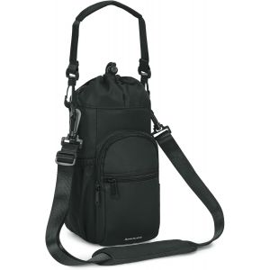 Porte Bouteille Isotherme Sac Gourde Avec Bandouli&egrave;re 1l Avec Poche Pour T&eacute;l&eacute;phone Sac Bouteille D'eau Pour La Randonn&eacute;e &Agrave; Pied, Vert - Neuf