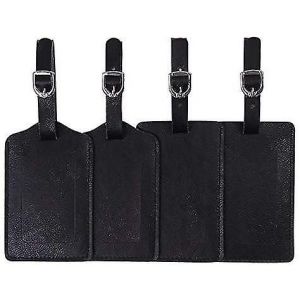 Des Étiquettes De Bagages Jinxiu, Un Jeu D'étiquettes Valise Personnalisée Cuir Microfibre, Étiquettes D'identification Pour Bagages, Accessoires De Voyage (Jeu De 4 - Noir) - Neuf