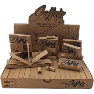 MEVRONISSHOP-Filtre Carton &agrave; Rouler Non Blanchi Perfor&eacute;s | | Bo&icirc;te de 51 Carnets (50 Filtres par Carnet) | Pr&eacute;sentoir Carton Brun Naturel - Toncs Toncar Calle Pr&eacute;-perfor&eacute;s pour Pliage en W | 5x2 cm - Neuf