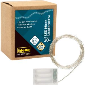 Micro-chaîne lumineuse à 30 LED en blanc chaud,avec minuterie de 6 heures,fonctionnant sur piles,pour les fêtes,Noël,la décoration,le mariage,comme lumière d'ambiance - Neuf