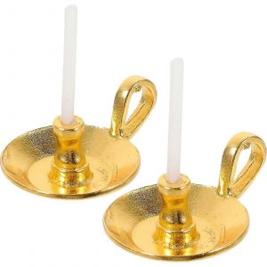 2pcs Miniature Bougeoirs Maison de poup&eacute;e Miniature Chandelier Porte Maison de poup&eacute;e Sc&egrave;ne Prop - Neuf