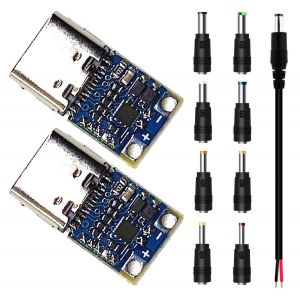 KALANKA-2 Pcs 20V 5A USB-C PD2.0 PD3.0 &agrave; DC Module leurre Charge rapide Type-C Femelle Entr&eacute;e Alimentation Trigger Module avec 5A DC Alimentation M&acirc;le Pigtail, Connecteur 8 Pcs - Neuf