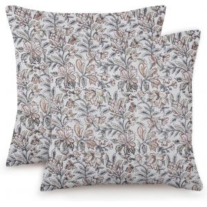 CAUC-Lot de 2 housses de coussin en lin - 40 x 40 cm - Vintage - Fleurs - Carr&eacute;es - Pour canap&eacute;, jardin, ext&eacute;rieur, salon, balcon, maison de campagne - Neuf