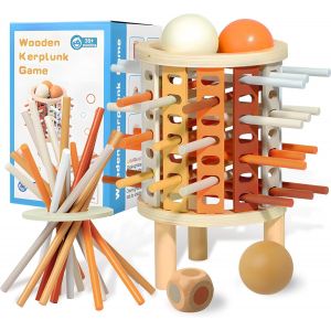 Chenquansarl-Jeux Montessori 3 4 5 Ans, Jeux De Tour En Bois, Jeux De Plateau Enfants Avec 36 B&acirc;tonnets Color&eacute;s Et D&eacute;s, Motricit&eacute; Fine Tri Et Comptage Des Couleurs &Eacute;ducation Jeux Montessori - Neuf