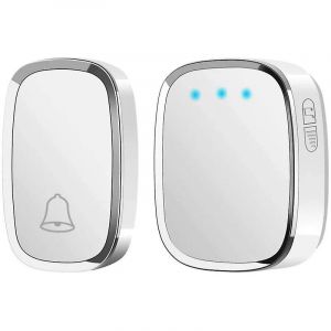 Sonnette sans fil, portée de 300 mètres, sonnette étanche, carillon sans fil avec 1 émetteur et 1 récepteur enfichable et 36 sonneries, 4 niveaux de volume pour - Neuf