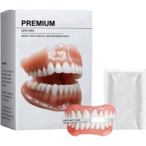 Kalanka-Ensemble De Dentiers Complets Personnalisés De Qualité Supérieure, En Silicone Souple, Fausses Dents Temporaires, Dents D'apparence Naturelle Pour Hommes Et Femmes, Idéal, Faux Accolades, Pro - Neuf