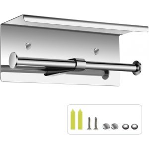 Porte-Papier Hygi&eacute;nique Double Avec &Eacute;tag&egrave;re, Porte-Papier Hygi&eacute;nique Mural En Acier Inoxydable 304 &Agrave; Double Rouleau, Stockage De Distributeur Tp Polyvalent - Neuf