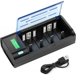 Chargeur de Batterie Universel pour AA/AAA/SC/C/D/9 V NI-Mh/NI-CD et 9 V Li-ION-Batteries Rechargeables avec Fonction de décharge et Affichage LCD-Charge Rapide - Neuf