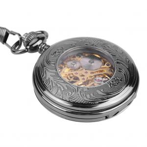 Montre De Poche Mecanique Classique A Remontage Manuel, Creuse Et Lumineuse, Pendentif Avec Chaine - Neuf