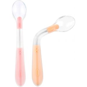 Cuillères En Silicone Pour Bébé, 2 Pièces, Cuillères Souples D'apprentissage Pour Bébé Avec Fonction Pliable, Faciles À Tenir, Parfaites Pour L'auto-Alimentation (Rose + Jaune) - Neuf