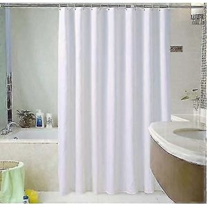 Rideau de douche en tissu uni - Blanc 180 x 220 cm - Extra long - Neuf