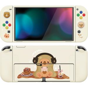 Case for Switch OLED,Protective Case for Nintendo Switch OLED with Joystick Cap Cover Joycon and ZealProtect Buttons-Bear Gamer Cozy - Neuf