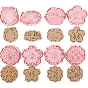 Jexnovashop-8 Pi&egrave;ces Emporte Pi&egrave;ce, Emporte-Pi&egrave;ces En Forme De Fleurs,3d Moule Biscuit Emporte Piece En Plastique, Moule &Agrave; Biscuits Patisserie Decoupoir Patisserie Pour D&eacute;coration De Fondant Biscuit - Neuf