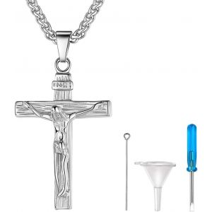 Tianyi-Collier Urne Pour Cendres Animaux Homme Femme,Pendentif Coeur Urne Funéraire Plaqué Or/Noir/Argent Acier Inoxydable Avec Chaine,Bijoux Crémation Waterproof + Kit De Remplissage - Neuf