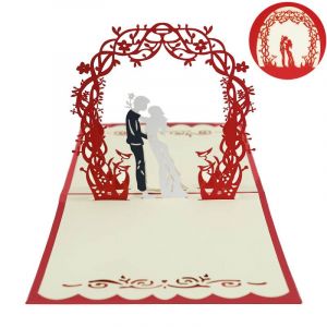Carte de v?ux pop-up 3D, 3 pièces, carte de mariage 3D avec enveloppe, carte d'anniversaire de mariage, carte de félicitations, pour couple amoureux, jeunes mariés, Saint-Valentin - Neuf