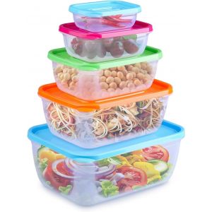 5 Pièces Boîte De Stockage Des Aliments Boite De Conservation Alimentaire Ensembles De Conteneurs Rectangulaire Conteneurs Alimentaires Hermétiques & Empilables,Rectangle - Neuf