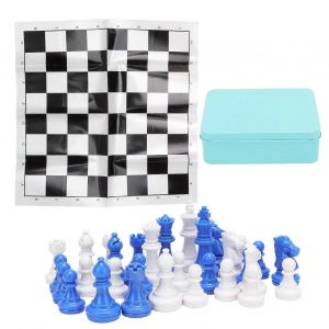 Jeu D'&eacute;checs International R&eacute;sistant &Agrave; L'usure Ensemble De Pi&egrave;ces D'&eacute;checs Internationales Avec Bo&icirc;te De Fer De Rangement Pour Bo&icirc;te Verte De Voyage De F&ecirc;te De Famille - Neuf