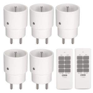T&eacute;l&eacute;commande Sans Fil, 2300 Watts 5 Prises et 2 T&eacute;l&eacute;commande, Prise Electrique Fiche de Port&eacute;e de Fonctionnement Jusqu'&agrave; 70M, Prise T&eacute;l&eacute;command&eacute;e Programmable, Blanc - Neuf