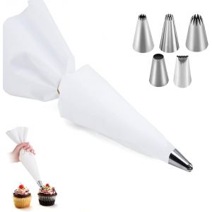 Poche A Douille Patisserie,5 Douilles Patisserie Et 1 Poches À Douille ,Poche À Douille Professionnelle,Set De Poche A Douille Patisserie,Diy Cupcake Et Muffins Gâteaux - Neuf