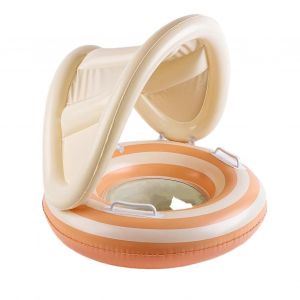 Bouee De Piscine Pour Bebe &iquest; Bouee Reglable Pour Enfants Avec Protection Solaire, Aide A La Natation, Jeux Aquatiques En Exterieur, Orange - Neuf