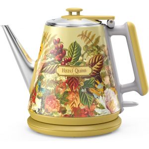 Bouilloire Electrique, 304 Acier Inoxydable Et Sans Bpa, Sans Fil Et Avec Arr&ecirc;t Automatique, Parois Doubles, 1 Litre, 1360 Watts, Imprim&eacute; Fleurie - Neuf