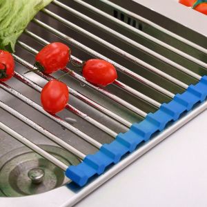 Hjlian Egouttoir A Vaisselle En Acier Inoxydable Pour Evier De Cuisine (Bleu, 15 Tubes, L) - Neuf
