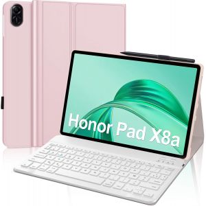Keyboard Case for Honor Pad X8a 11 Inch 2024, French AZERTY Detachable Magnetic Bluetooth Keyboard for Honor Pad X8a 11 Inch Tablet, Pink - Neuf