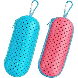 Letnerny-2 Pcs Étui À Lunettes De Natation, Eva Boîte De Protection Pour Lunettes De Natation,Boite Lunettes, Avec Clip À Crochet, Un X Swimming Goggles Case - Neuf